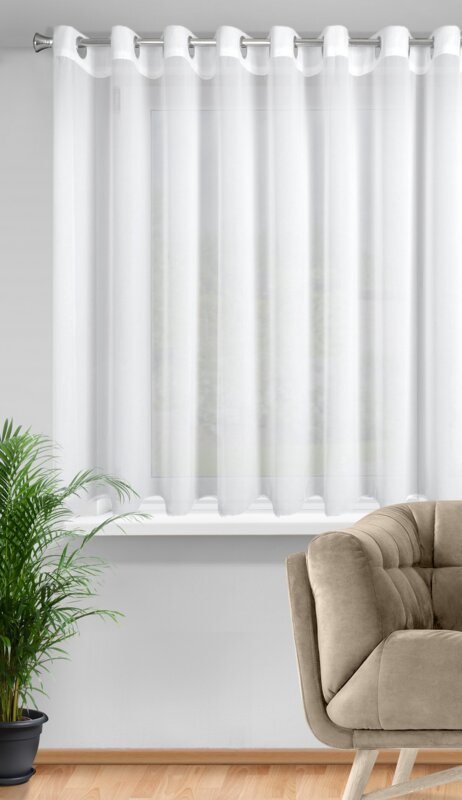 Firana gotowa Debra biała 400 X 160 cm – gładka i lekka
