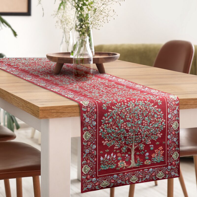 Obrus gobelinowy czerwony 45X140 – do dekoracji stołu i komody