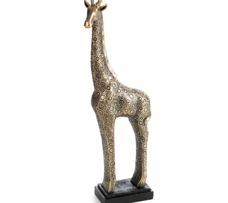 Figurka ceramiczna Żyrafa Travis złota 13 X 8 X 35 CM – do salonu i gabinetu