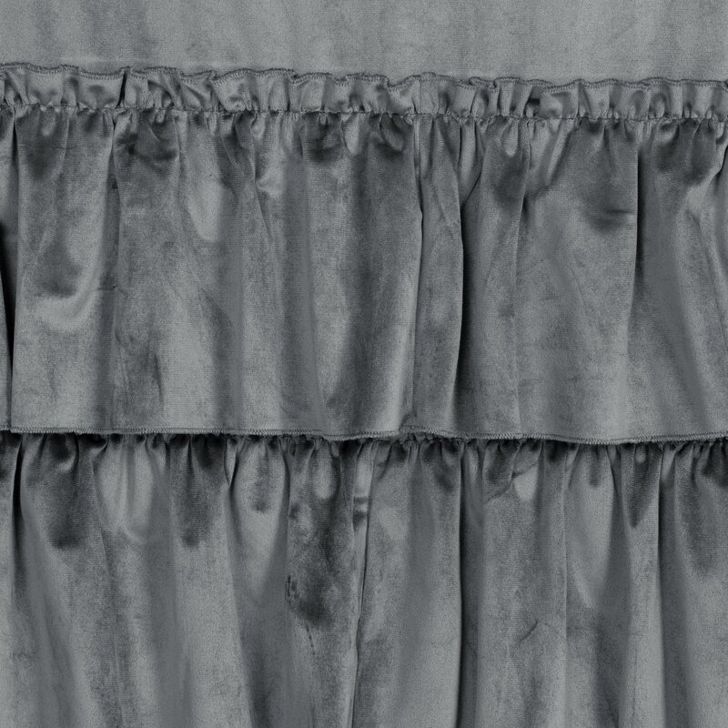 Zasłona gotowa Charlotte1 z falbanami stalowa 140 X 250 cm – idealna do sypialni