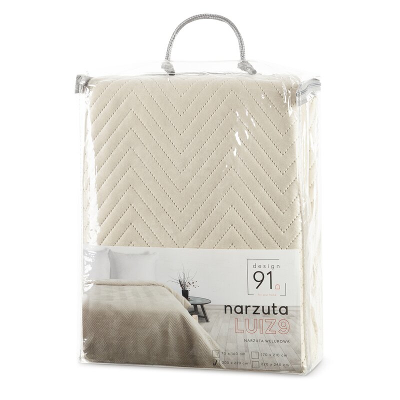 Narzuta welurowa D91 LUIZ9 kremowa 200 X 220 CM – miękka i przytulna