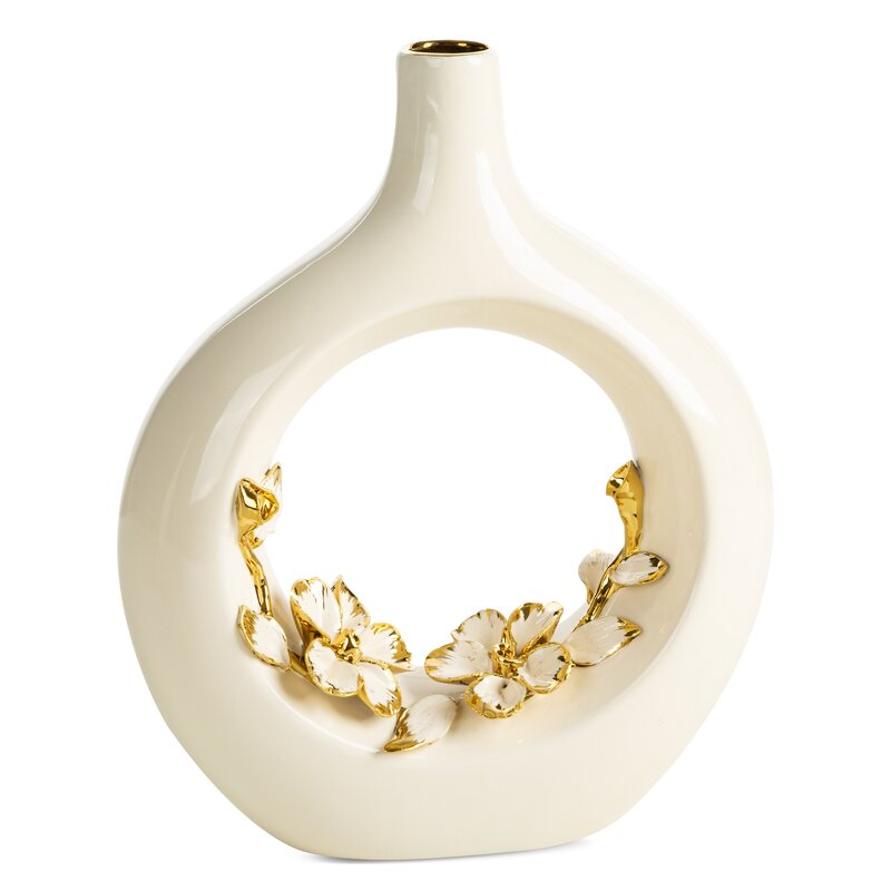 Wazon ceramiczny Rosi kremowy 22 X 8 X 27 CM – na półkę i komodę