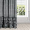 Zasłona gotowa Charlotte1 z falbanami stalowa 140 X 250 cm – idealna do sypialni