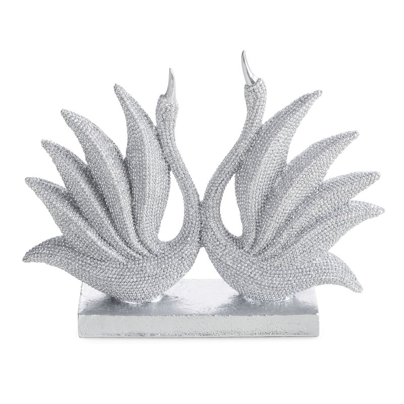 Figurka ceramiczna Eldo łabędzie srebrna 22 X 5 X 18 cm – wprowadza harmonię