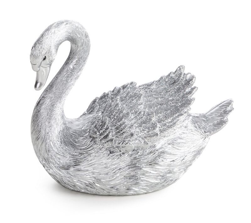 Figurka ceramiczna Devin srebrna 15 X 8 X 21 cm – z subtelnym blaskiem