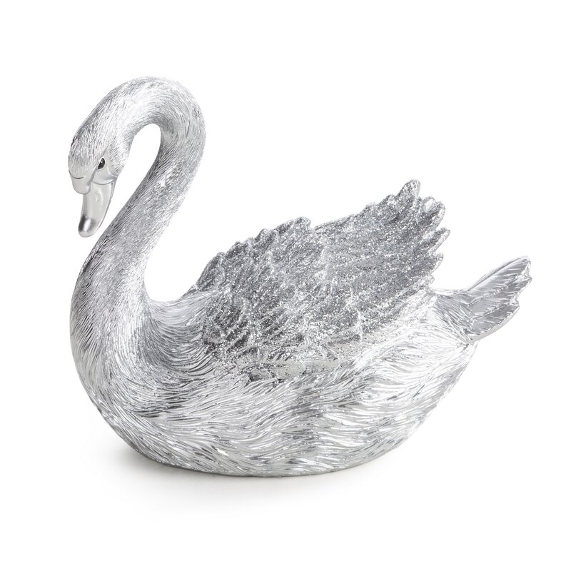 Figurka ceramiczna Devin srebrna 15 X 8 X 21 cm – z subtelnym blaskiem