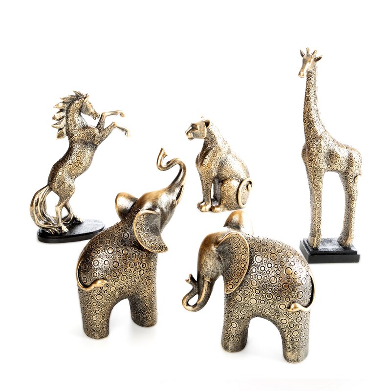 Figurka ceramiczna słoń Travis złota 16 X 8 X 24 CM – symbol szczęścia