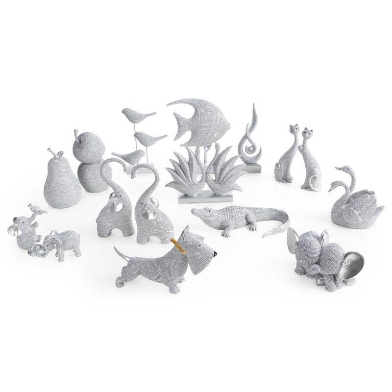 Figurka ceramiczna Eldo łabędzie srebrna 22 X 5 X 18 cm – wprowadza harmonię