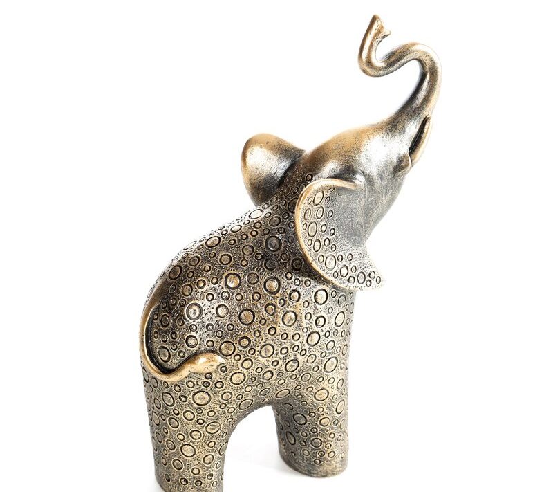 Figurka ceramiczna słoń Travis złota 16 X 8 X 24 CM – symbol szczęścia
