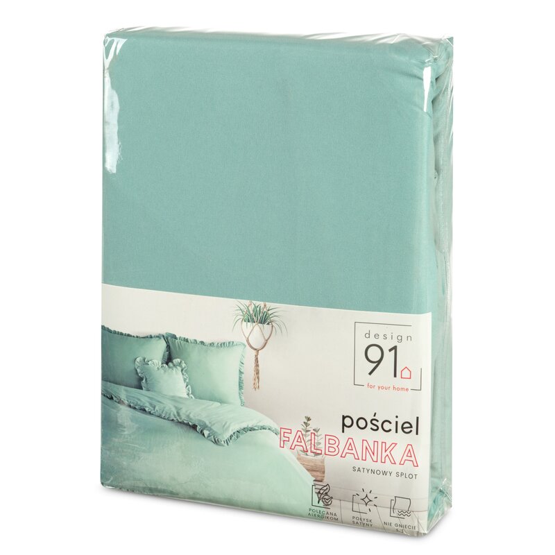 Pościel z mikrofibry D91 MI z falbankami zielona 160 X 200 cm – miękka i przytulna