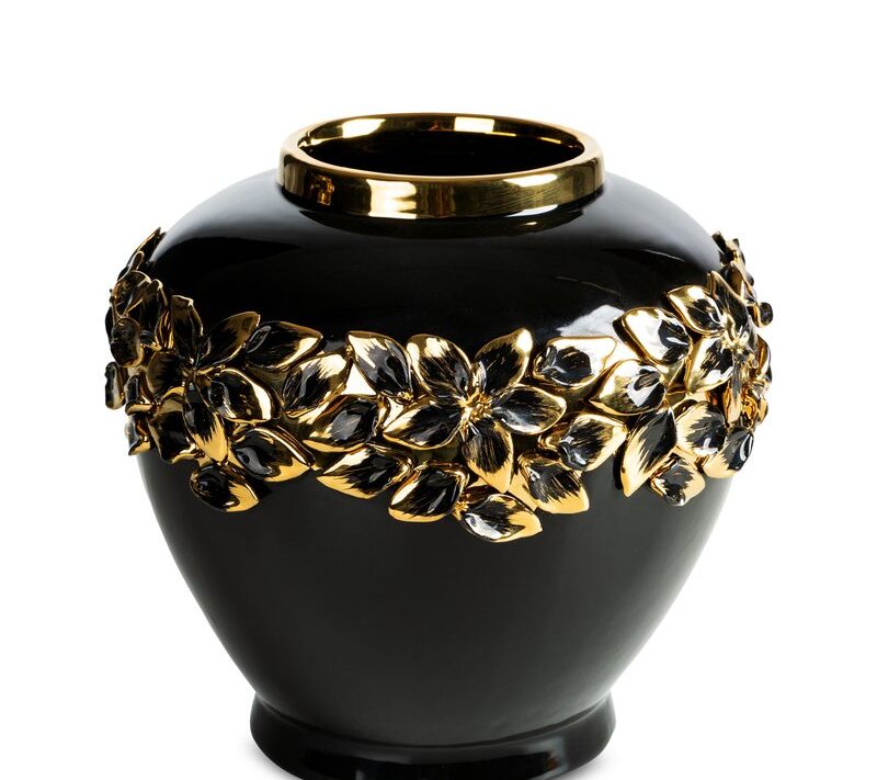 Wazon ceramiczny KIRA (01) czarny 24 X 24 X 22 CM – na susze i kwiaty