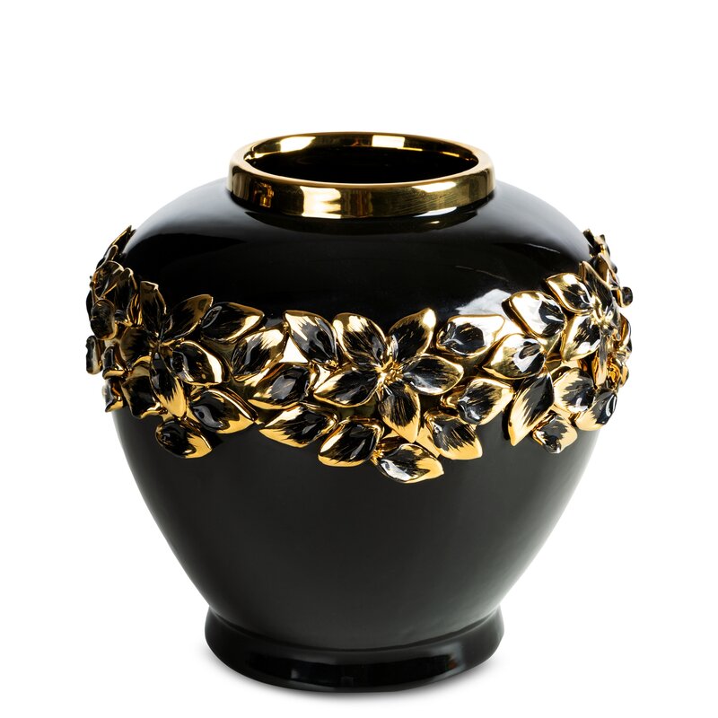Wazon ceramiczny KIRA (01) czarny 24 X 24 X 22 CM – na susze i kwiaty