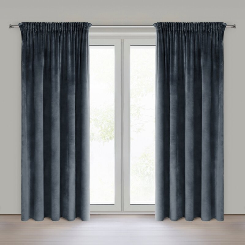ZASŁONA GOTOWA D91 NAMI NA TAŚMIE 135 X 270 CM CIEMNONIEBIESKI