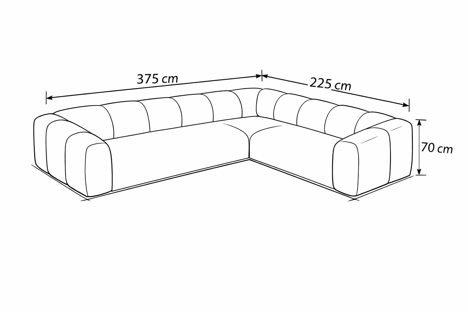 Narożnik Modułowy Tapicerowany Arand Line SL4+S5+RK+SP4 - Nowoczesna Pikowana Sofa Narożna do Salonu 375 cm