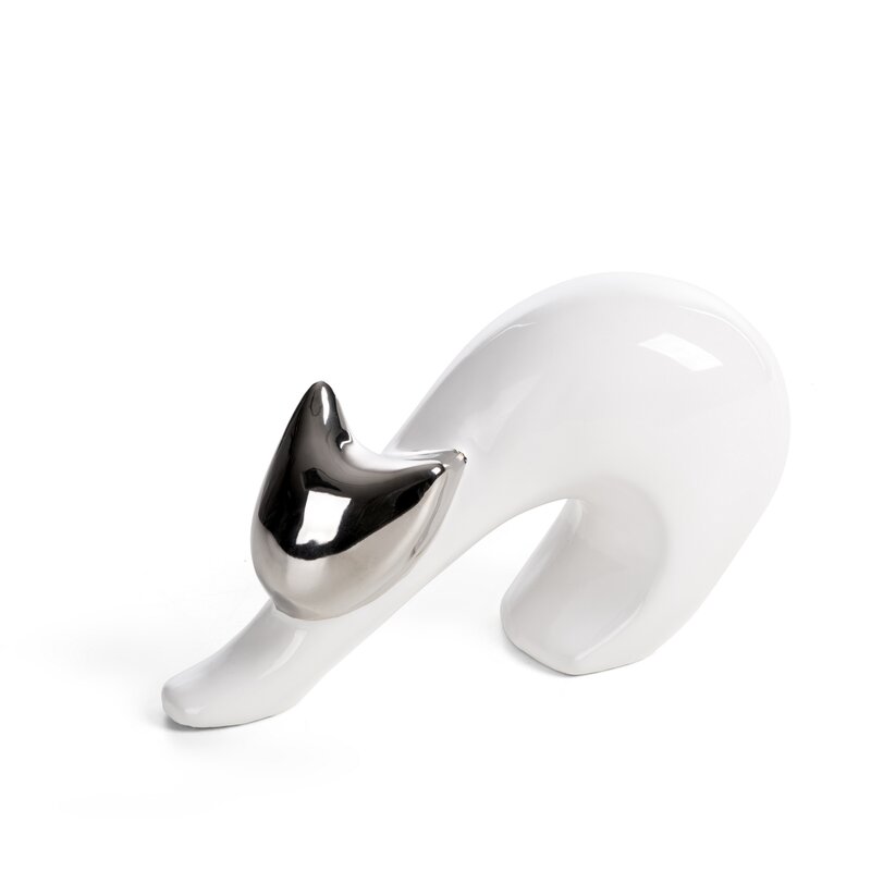 Figurka kota ceramiczna ALINA biała 20 X 7 X 13 CM – na półkę, komodę