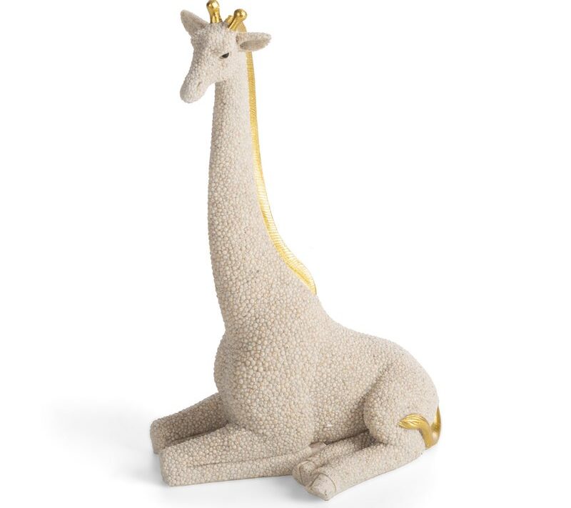 Figurka ceramiczna Lukas beżowa 13 X 8 X 21 CM – ze złotymi detalami