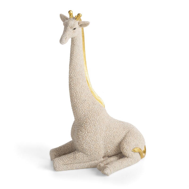 Figurka ceramiczna Lukas beżowa 13 X 8 X 21 CM – ze złotymi detalami
