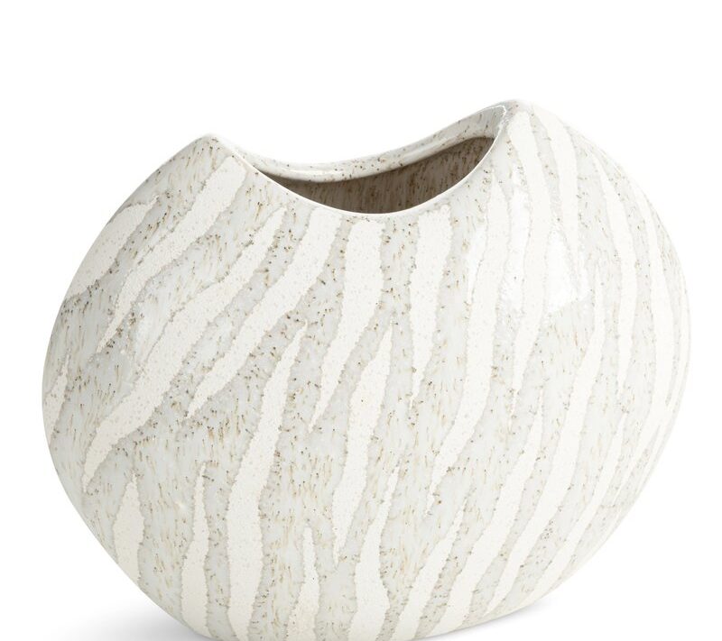 Wazon ceramiczny Ada biały 20 X 9 X 17 cm – z organicznym wzorem