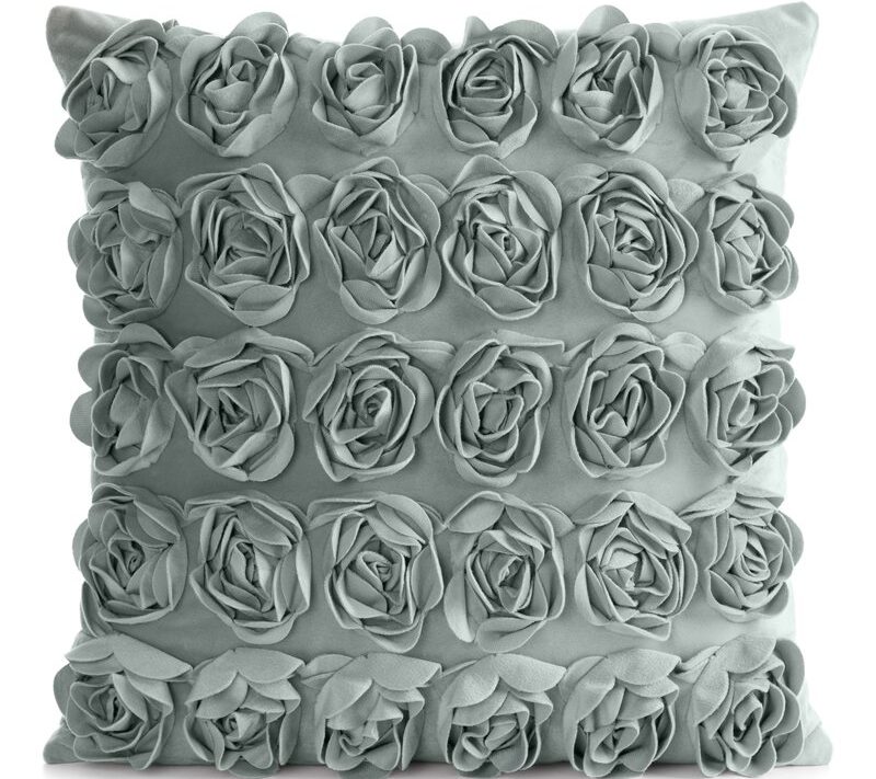 Poszewka dekoracyjna Roses 1 miętowa 45 X 45 CM – miękka welwetowa