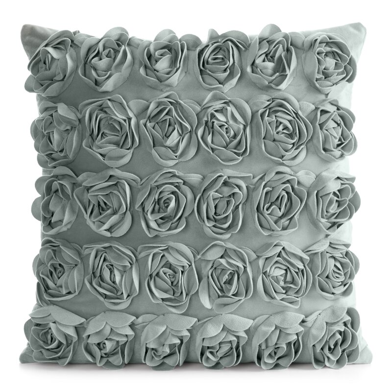 Poszewka dekoracyjna Roses 1 miętowa 45 X 45 CM – miękka welwetowa