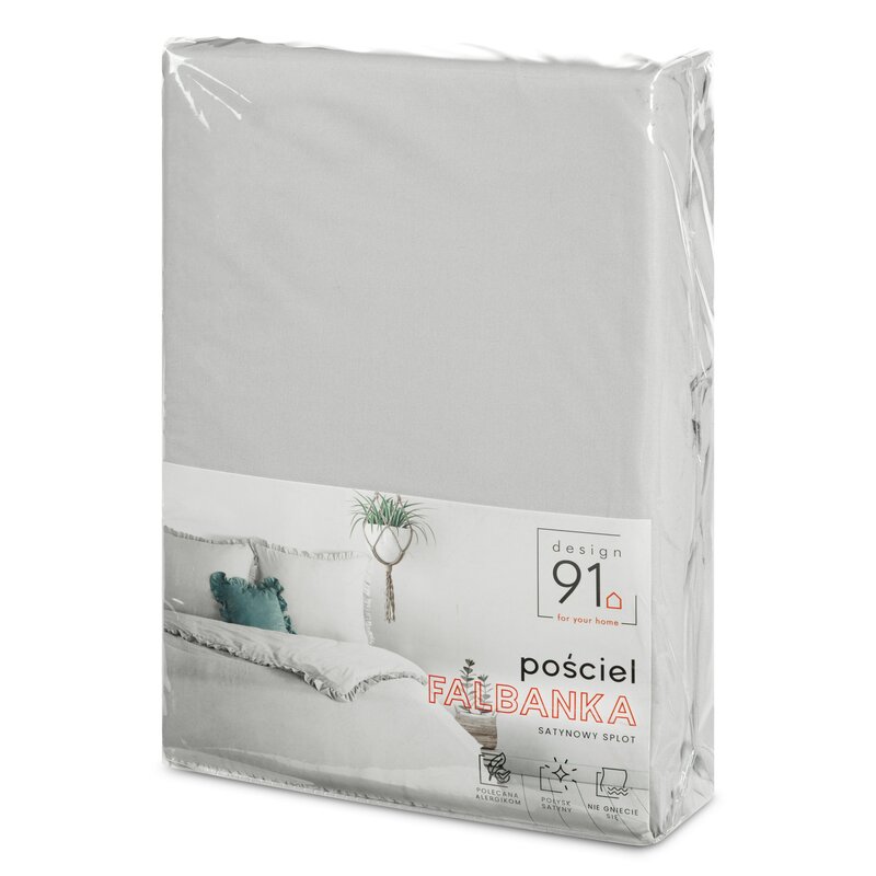 Komplet pościeli z mikrowłókna D91 MI z falbanką srebrna 140 X 200 cm – miękka i delikatna