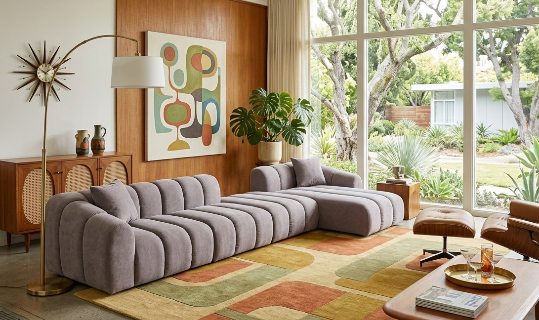 Narożna Sofa Tapicerowana Modułowa Arand Line SL+P+S+SZP - Nowoczesny Narożnik Pikowany z Szezlongiem