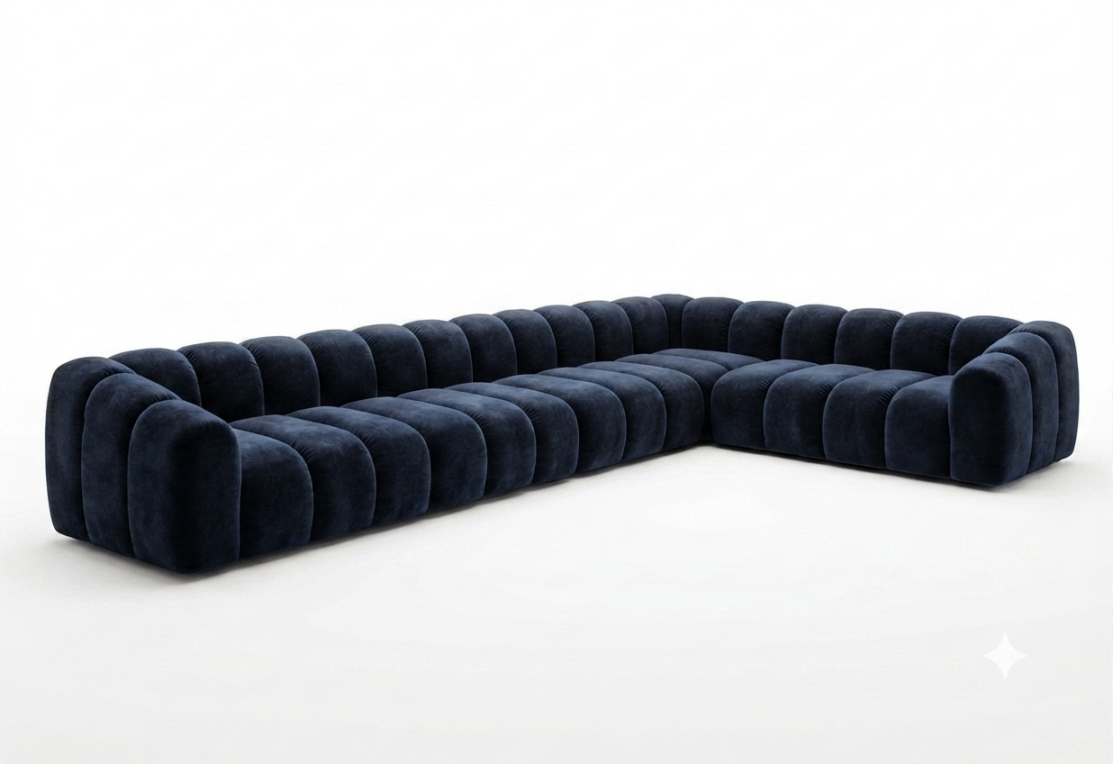 Narożnik Modułowy Tapicerowany Arand Line SL4+S5+RK+SP4 - Nowoczesna Pikowana Sofa Narożna do Salonu 375 cm