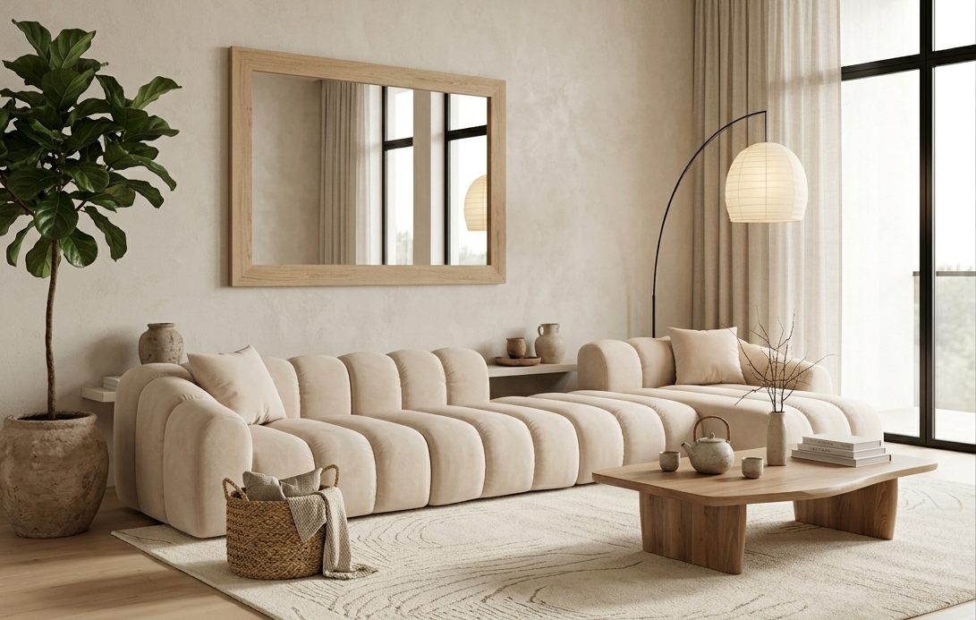 Narożna Sofa Tapicerowana Modułowa Arand Line SL+P+S+SZP - Nowoczesny Narożnik Pikowany z Szezlongiem