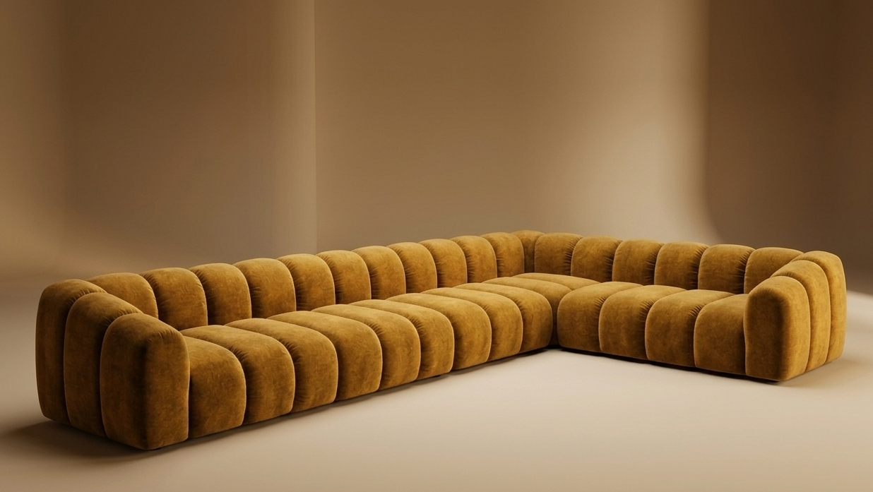 Narożnik Modułowy Tapicerowany Arand Line SL4+S5+RK+SP4 - Nowoczesna Pikowana Sofa Narożna do Salonu 375 cm