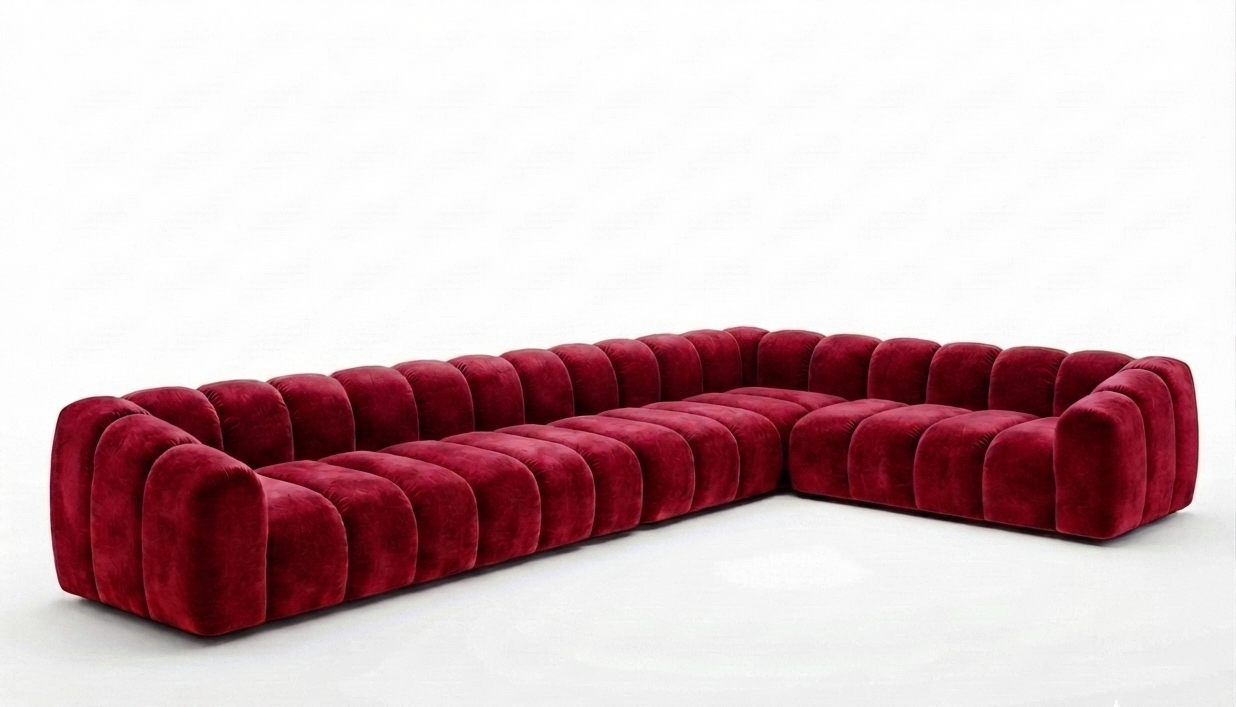 Narożnik Modułowy Tapicerowany Arand Line SL4+S5+RK+SP4 - Nowoczesna Pikowana Sofa Narożna do Salonu 375 cm
