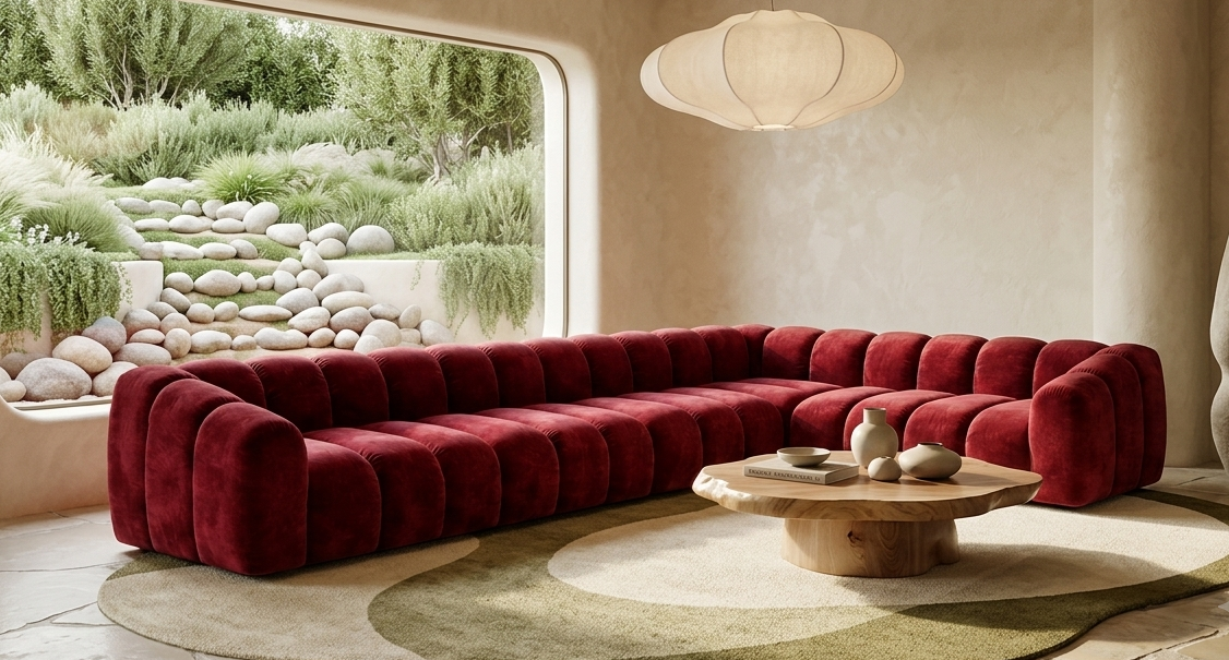 Narożnik Modułowy Tapicerowany Arand Line SL4+S5+RK+SP4 - Nowoczesna Pikowana Sofa Narożna do Salonu 375 cm