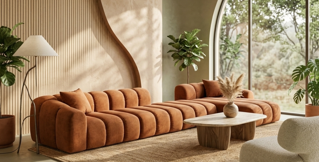 Narożna Sofa Tapicerowana Modułowa Arand Line SL+P+S+SZP - Nowoczesny Narożnik Pikowany z Szezlongiem
