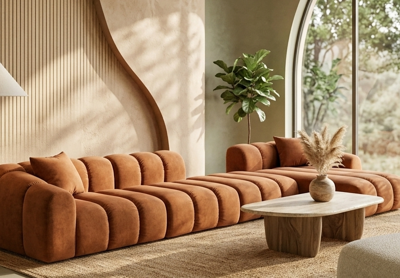 Narożna Sofa Tapicerowana Modułowa Arand Line SL+P+S+SZP - Nowoczesny Narożnik Pikowany z Szezlongiem