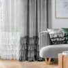 Zasłona gotowa Charlotte1 z falbanami stalowa 140 X 250 cm – idealna do sypialni