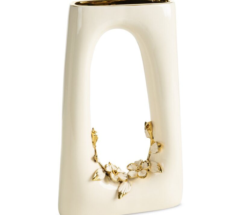 Wazon ceramiczny Rosi (02) kremowy 22 X 8 X 36 cm – na suszone kwiaty