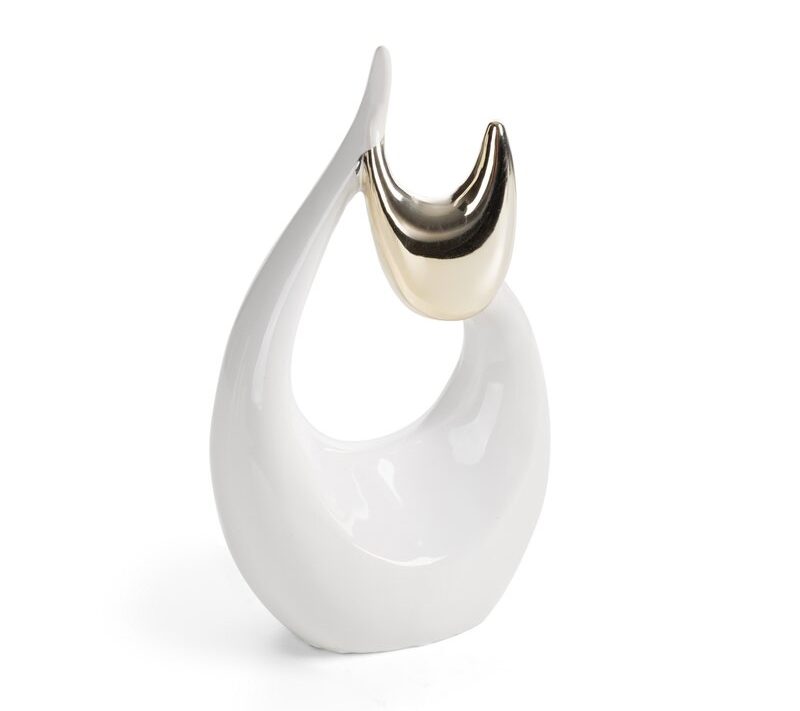 Figurka ceramiczna Alina biała 13 X 7 X 22 CM – z akcentem złota