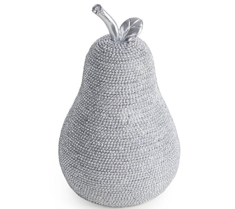 Figurka ceramiczna gruszka ELDO srebrna 10 X 9 X 16 CM – błyszczące wykończenie