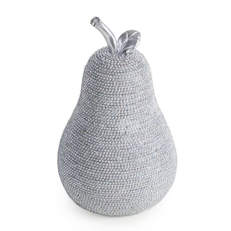 Figurka ceramiczna gruszka ELDO srebrna 10 X 9 X 16 CM – błyszczące wykończenie