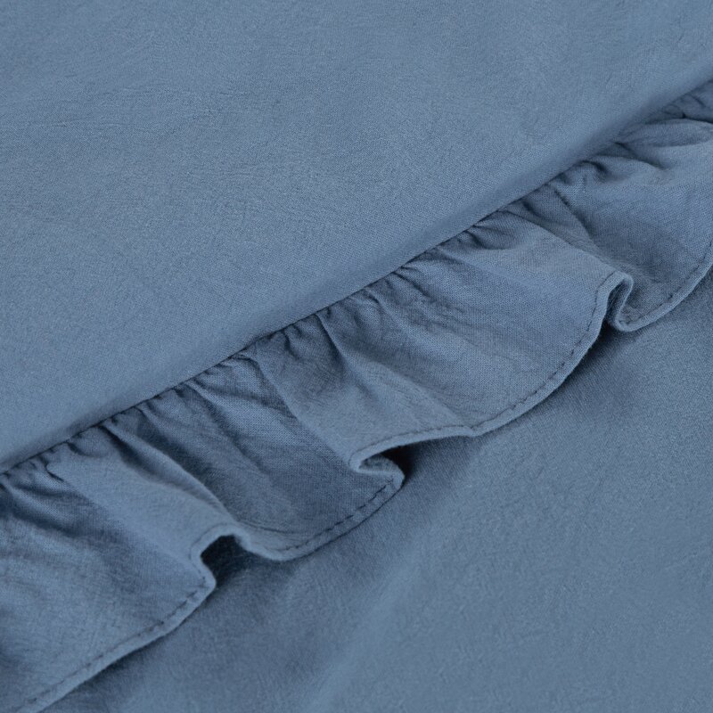 Komplet pościeli bawełnianej Falbanka granatowy 160 X 200 cm – naturalna 100% bawełna