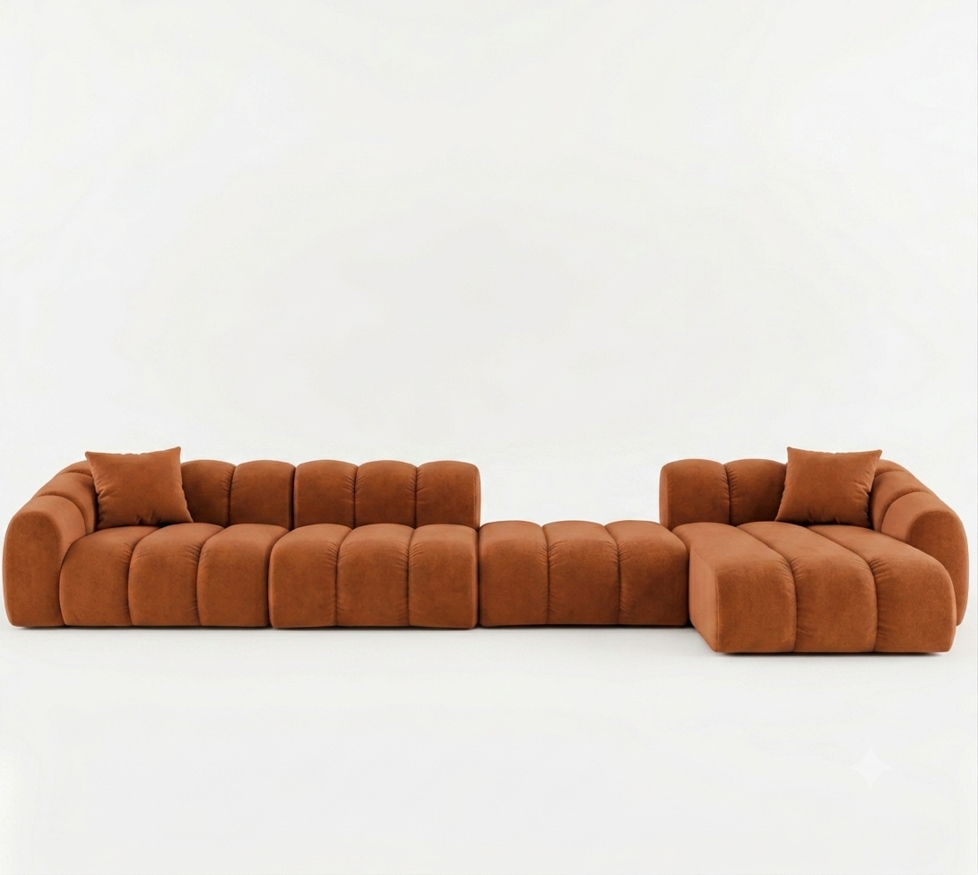 Narożna Sofa Tapicerowana Modułowa Arand Line SL+P+S+SZP - Nowoczesny Narożnik Pikowany z Szezlongiem