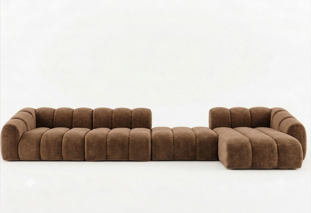Narożna Sofa Tapicerowana Modułowa Arand Line SL+P+S+SZP - Nowoczesny Narożnik Pikowany z Szezlongiem