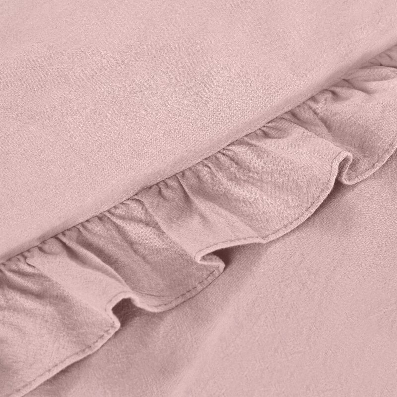 Komplet pościeli bawełnianej Falbanka pudrowy 160 X 200 CM – delikatna dla skóry