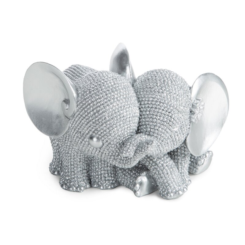 Figurka ceramiczna ELDO srebrna 13 X 10 X 10 cm – słoniki symbol bliskości