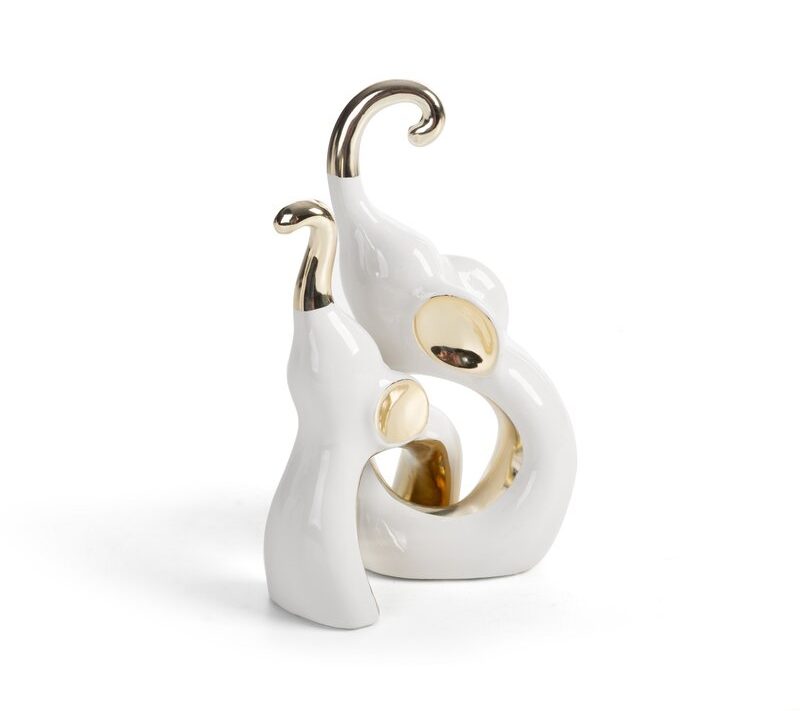 Figurka ceramiczna Alina biała 11 X 7 X 22 CM – ze złotymi akcentami