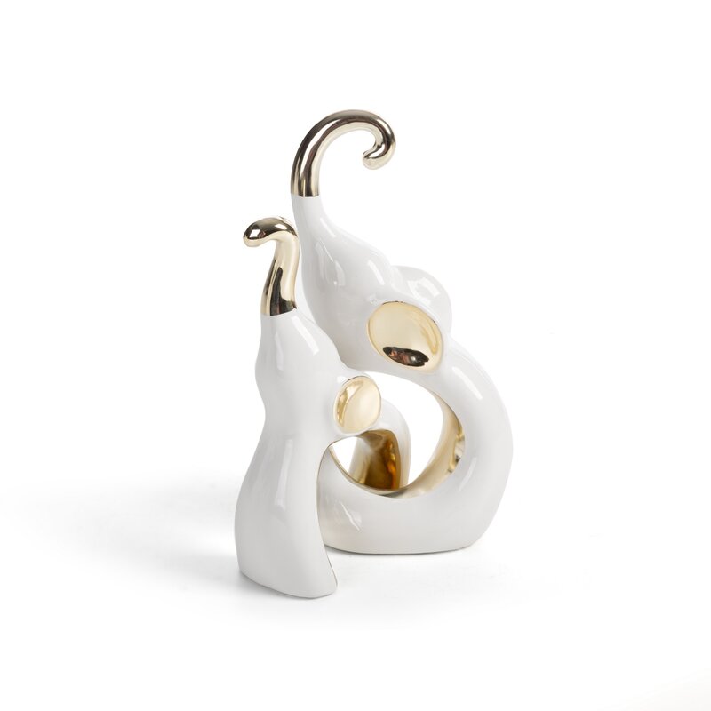 Figurka ceramiczna Alina biała 11 X 7 X 22 CM – ze złotymi akcentami