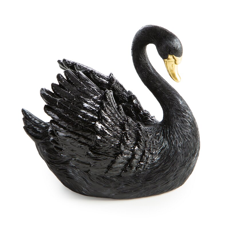 Figurka ceramiczna Devin czarna 14 X 11 X 13 CM – w kształcie łabędzia