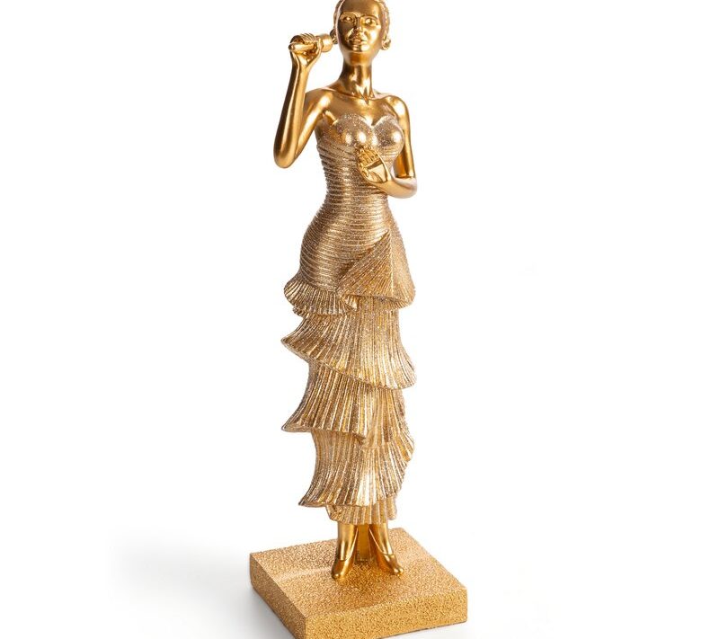 Figurka ceramiczna Doli złota 9 X 8 X 31 cm – rozświetla wnętrze