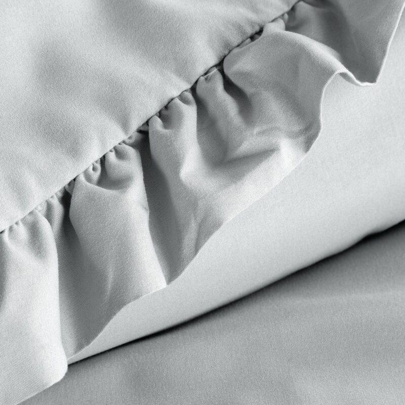 Komplet pościeli z mikrowłókna D91 MI z falbanką srebrna 140 X 200 cm – miękka i delikatna