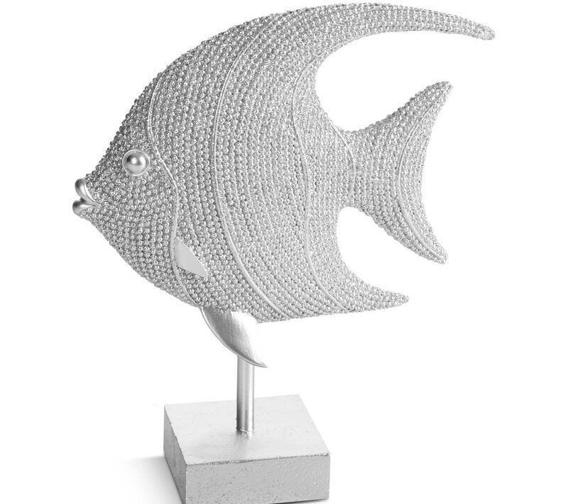 Figurka anioła morskiego ELDO srebrna 20 X 7 X 23 cm – do salonu i sypialni
