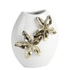 Wazon ceramiczny Noela biały 14 X 8 X 16 CM – ze złotymi detalami